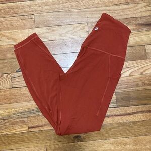 Lululemon burnt orange high waist leggings with pockets